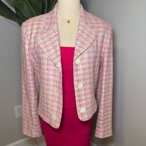 Doncaster Silk Blend Tweed Blazer Multi-Color | Size 8